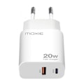 Miniatyrbillede 2 af 3: Ultra Hurtig Oplader 20W Dobbelt USB-C og USB-A Port Moxie Hvid Vit