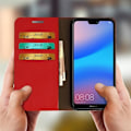 Miniatyrbillede 3 af 4: Etui - AVIZAR - P20 Lite - Ægte læder - Rød - Videostøttefunktion Röd