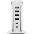 Miniatyrbillede 2 af 3: Multi-port hjemmeoplader 4 USB-A + 2 USB-C 40W Hvid Bigben