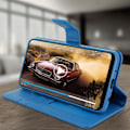 Miniatyrbild 4 av 4: Hölster för Samsung Galaxy A10 - AVIZAR - Ekologiskt läder Plånboksfodral - Videostöd - Blå - Magnetisk Blå