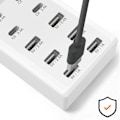 Miniatyrbild 5 av 5: Station för flerportsladdning 4 USB-C + 6 USB 50W Kabel 1m Kompakt LinQ Vit Vit