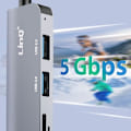 Miniatyrbillede 3 af 5: USB C og USB Hub med USB 3.0 + 2x USB 2.0 SD og TF kortlæser LinQ Sort