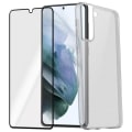 Pikkukuva 2 / 4: Samsung Galaxy S21 Plus pehmeä kotelo ja 9H Hardness karkaistu lasikalvo musta
