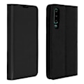 Miniatyrbild 1 av 4: Huawei P30-fodral - Folio-fodral - Äkta läder - Videostöd - Svart - Semihård Svart
