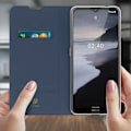 Miniatyrbild 4 av 4: Skal - DUX DUCIS - Nokia 2.4 - Eco-läder - Videostöd - Korthållare Blå