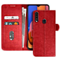 Pikkukuva 1 / 5: Samsung Galaxy A20s Kansi Lompakko ja Video Tuki Punainen Röd