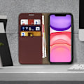 Miniatyrbillede 3 af 4: Étui Folio - AVIZAR - iPhone 11 - Ægte Læder - Mørkebrun - Video Støtte Mörkbrun