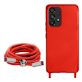 Pikkukuva 2 / 5: AVIZAR puolijäykkä kotelo Samsung Galaxy A53 5G:lle 80 cm kaulanauhalla - punainen Röd