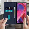 Miniatyrbild 3 av 4: Foliofodral - AVIZAR - Oppo A54 5G och A74 5G - Skyddskort - Videostöd - Ekokläder Midnattsblå