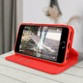 Pikkukuva 4 / 4: iPhone SE 2020, 8, 7, 6 ja 6S Case Flip Wallet Video Support Red Red Röd