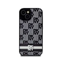 Miniatyrbillede 3 af 6: DKNY Mono Plaid og Stripe Print Læder Taske til iPhone 14/15/13 (sort)