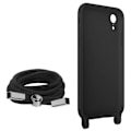 Miniatyrbillede 2 af 5: Apple iPhone XR Halvstivt lanyard-etui med halsrem 80 cm sort svart