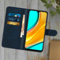 Miniatyrbillede 4 af 4: Etui Pung - AVIZAR - Xiaomi Redmi 9 - Øko-læder - Mørkeblå - Støttefunktion Midnattsblå