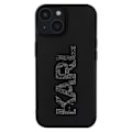 Miniatyrbillede 2 af 5: Cover til iPhone 15 Plus - KARL LAGERFELD - Bi-materiale lædereffekt bagside - Hævede kanter - Sort Svart