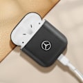 Miniatyrbillede 4 af 5: Coque til AirPods 1 og 2 i ægte læder Mercedes sort - Tynd og let Svart