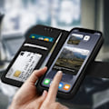 Pikkukuva 3 / 4: iPhone XR nahkakuori AVIZAR - Korttipidike ja tukitoiminto - Musta Svart