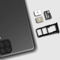 Pikkukuva 3 / 4: SIM-korttiteline - Samsung - Galaxy A12 - 2x Nano SIM - 1x Micro SD - Musta Svart