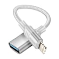 Pikkukuva 1 / 5: iPhone Lightning Mies OTG Adapteri USB Naispuoli Swissten Valkoinen