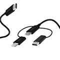 Miniatyrbillede 2 af 5: USB-kabel til USB-C, Lightning, Micro-USB Opladning Synkronisering 1m Akashi Sort