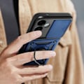 Miniatyrbillede 4 af 5: Coque til Samsung Galaxy M55 med ringeforbindelse og skydelukning til kamera i natblå Blå