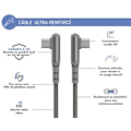 Miniatyrbillede 2 af 4: Ultraforstærket USB C/USB C vinklet kabel 2m 60W Grå - Force Power Livstidsgaranti