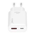 Miniatyrbillede 1 af 5: USB C-strømforsyningsladere 45W og USB Quick Charge 3.0 18W LinQ Hvid Vit