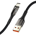 Miniatyrbild 2 av 6: USB-kabel till USB-C - LinQ - 1m - Snabbladdning 5A - Flätad nylon - Svart Svart