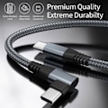 Miniatyrbild 2 av 4: Ototon® 2M USB C till USB C-kabel 90 grader vinklad PD Snabbladdning 60W Typ C-kabel Nylonflätad för MacBook Samsung Huawei - 2M