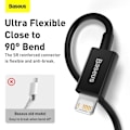 Miniatyrbillede 5 af 6: BASEUS 1m hurtigoplade data kabel 2.4A kompatibel med iPhone, sort