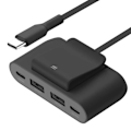Miniatyrbild 1 av 6: Hub för laddning USB C Multiports 2x USB C + 2x USB C-kabel 2m lång Belkin svart