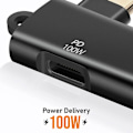Pikkukuva 5 / 6: OTG USB -adapteri USB-C:hen ja USB-C -lataus 100W 5Gbps siirto LinQ musta