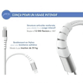 Pikkukuva 3 / 4: Lataus- ja synkronointikaapeli - Force Power - USB C/Lightning - 3m - 3A - Valkoinen Vit