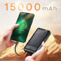 Pikkukuva 3 / 5: 15000 mAh aurinkovirtapankki Micro USB Lightning USB C -kaapelilla LinQ Black Svart