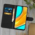 Miniatyrbillede 4 af 4: Étui Folio - AVIZAR - Xiaomi Redmi 9 - Øko-læder Sort - 3 Kortlommer - Støttefunktion Svart