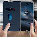 Miniatyrbild 4 av 4: Housse - AVIZAR - Nokia 8.3 5G - Kortfack - Stödfunktion - Ekoleder Satin - Mörkblå Midnattsblå