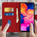Miniatyrbillede 3 af 4: Smartphone cover - AVIZAR - Samsung Galaxy A10 - Rød wallet-case - Blød cover - Video support Röd