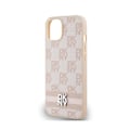 Pikkukuva 6 / 6: DKNY Leather Checkered Mono Pattern Pattern & Stripes Print - Kotelo iPhonelle 14/15/13 (vaaleanpunainen)