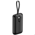 Miniatyrbillede 2 af 5: Batteri Ekstern 10000mAh Indbyggede USB-C og Lightning Kabler LED Skærm Swissten Sort Svart