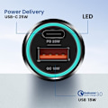 Pikkukuva 3 / 5: 25 W USB ja USB C Power Delivery autolaturi + 60 W Blue Star USB C -kaapeli musta Svart