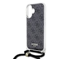 Miniatyrbillede 3 af 6: Coque til iPhone 16 - Guess Crossbody Cord 4G Print (GUHCP16SHC4SEK) - Sort