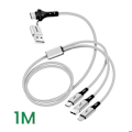 Miniatyrbillede 3 af 5: 5-i-1 USB og USB-C til USB-C Micro USB Lightning Akashi Hvid Opkrævningskabel Vit