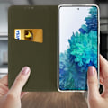 Miniatyrbild 3 av 4: Smartphonefodral - AVIZAR - Samsung Galaxy S20 FE - Ekologisk läder - Foliofodral - Svart Svart