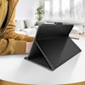 Pikkukuva 3 / 5: Universaali 10 tuuman tabletin kansi Distressed Leather Effect Video Support Musta Svart