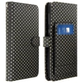 Miniatyrbild 1 av 4: Universellt Smartphone-etuiet - AVIZAR - Svart plånboksskal - Ekologiskt läder - Stativ för skrivbord - Inbyggd spegel Svart
