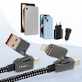 Miniatyrbillede 4 af 5: Multikabel - LinQ - 100W - USB-C og Lightning - Flettet design - Antiknuder Svart