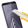 Pikkukuva 4 / 4: Suojakalvo - Samsung - Galaxy A6 Plus - Karkaistu lasi - Musta väri - Erittäin kestävä Svart