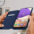 Miniatyrbild 3 av 4: Hus för Samsung Galaxy A32 5G - MÄRKE - Etui i ekoläder - Videostöd - Kortficka - Mörkblå Midnattsblå