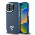 Pikkukuva 4 / 6: iPhone 16 Pro Max Antishock Kotelo Tekstuurilla ja Triangulaarisella Guess-logolla Sininen Blå