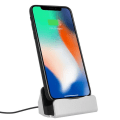 Pikkukuva 1 / 4: Kotiasema - iPhone - Hopea - Nopea lataus - Synkronointi - Lightning liitin Pengar