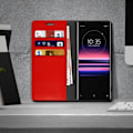 Miniatyrbillede 2 af 4: Étui Folio - AVIZAR - Sony Xperia 5 - Ægte Læder - Videostøtte - Rød Röd